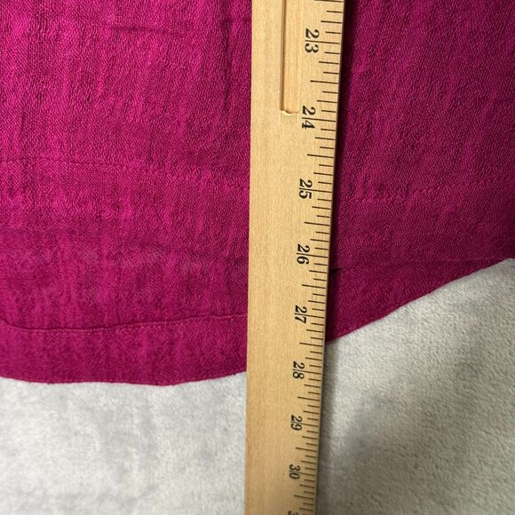 Soft Surroundings Top Womens Small Dark Pink Linen Cotton Gauzy Blend V Neck - Picture 10 of 10